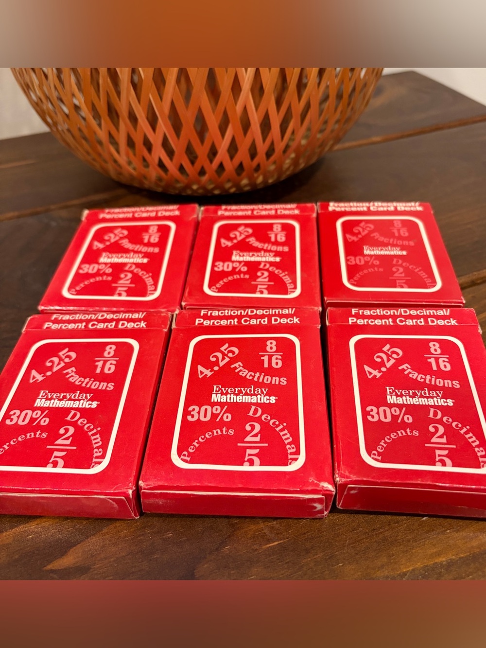 Everyday Mathematics Fraction Decimal Percent Card Deck-6 DECKS NEW